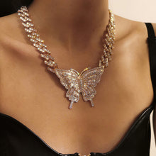 Load image into Gallery viewer, F4024 Jewelry Hip Hop Full Diamond Cuban Buckle Chain Necklace Punk Exaggerated Diamond Big Bowknot Necklace for Women(MOQ  10)
