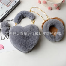 Load image into Gallery viewer, F9005 Exclusive For Matching Imitate Rex Rabbit Fur Love Handbags Plush Hairpin Autumn And Winter Chain Net Red Bag
