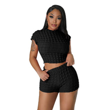 Load image into Gallery viewer, F5087 2023 Popular Sleeveless Midriff-Baring Shorts Popcorn Bubble Two-Piece Set
